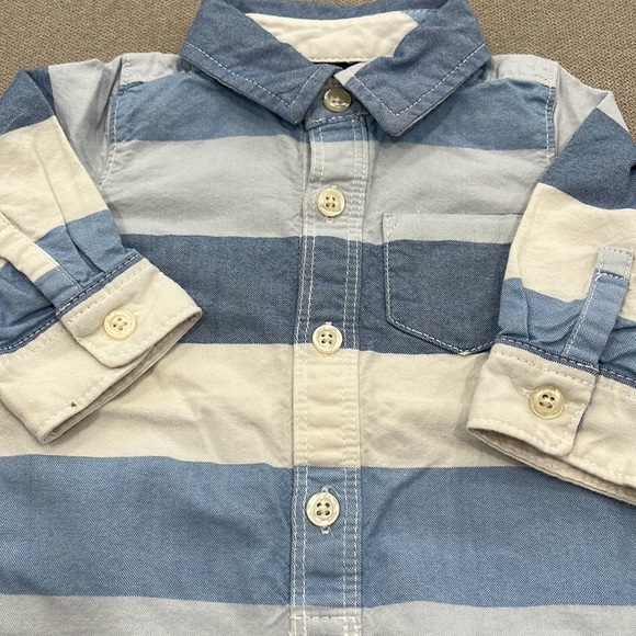 Striped Blue and White Baby Romper - Picture 3 of 5